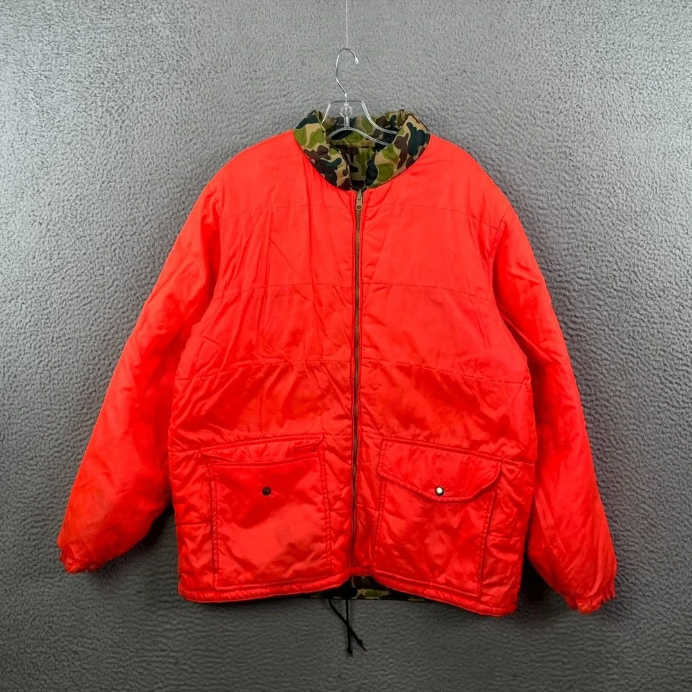 Vintage‎ Woodland Hunting Jacket Mens 2XL Camo Reversible Hike Outdoor Gorpcore